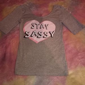 💕5 for 25$ XS Valentine's Day Candy Heart Stay Sassy Gray Top